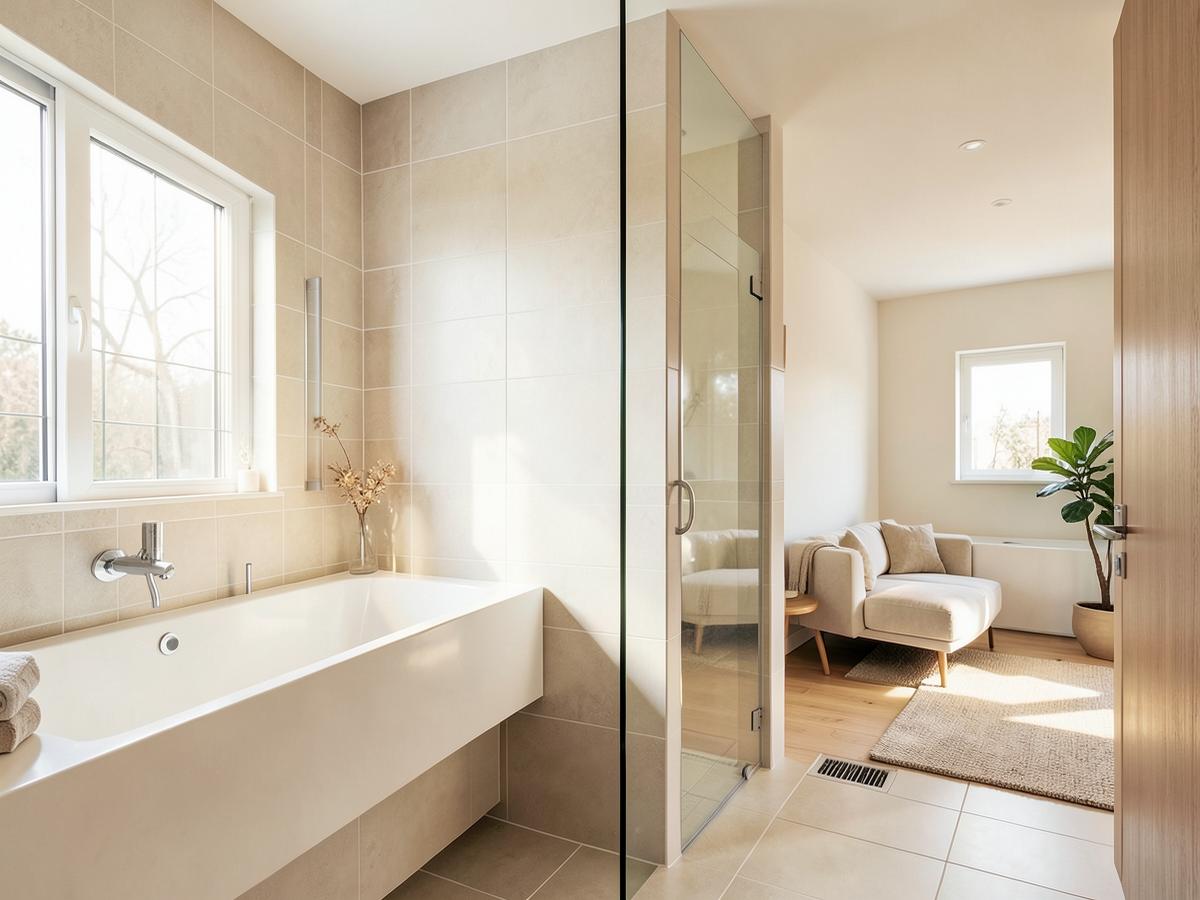 Bright renovated bathroom with natural light